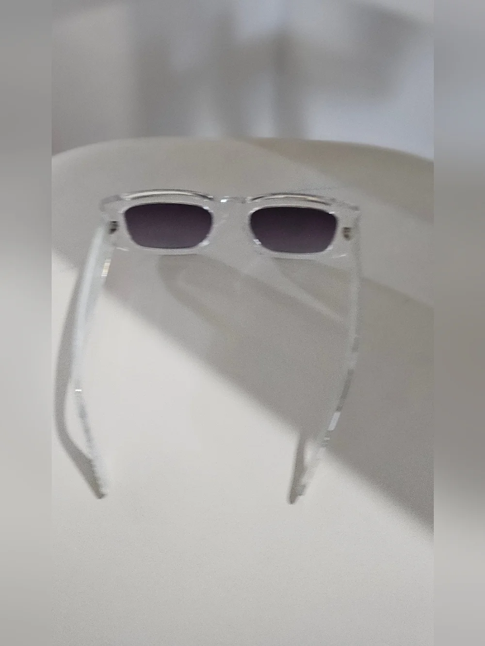 Retro Clear Frame Sunglasses Tropical Palm Print Arms Gradient Lens UV Protectio